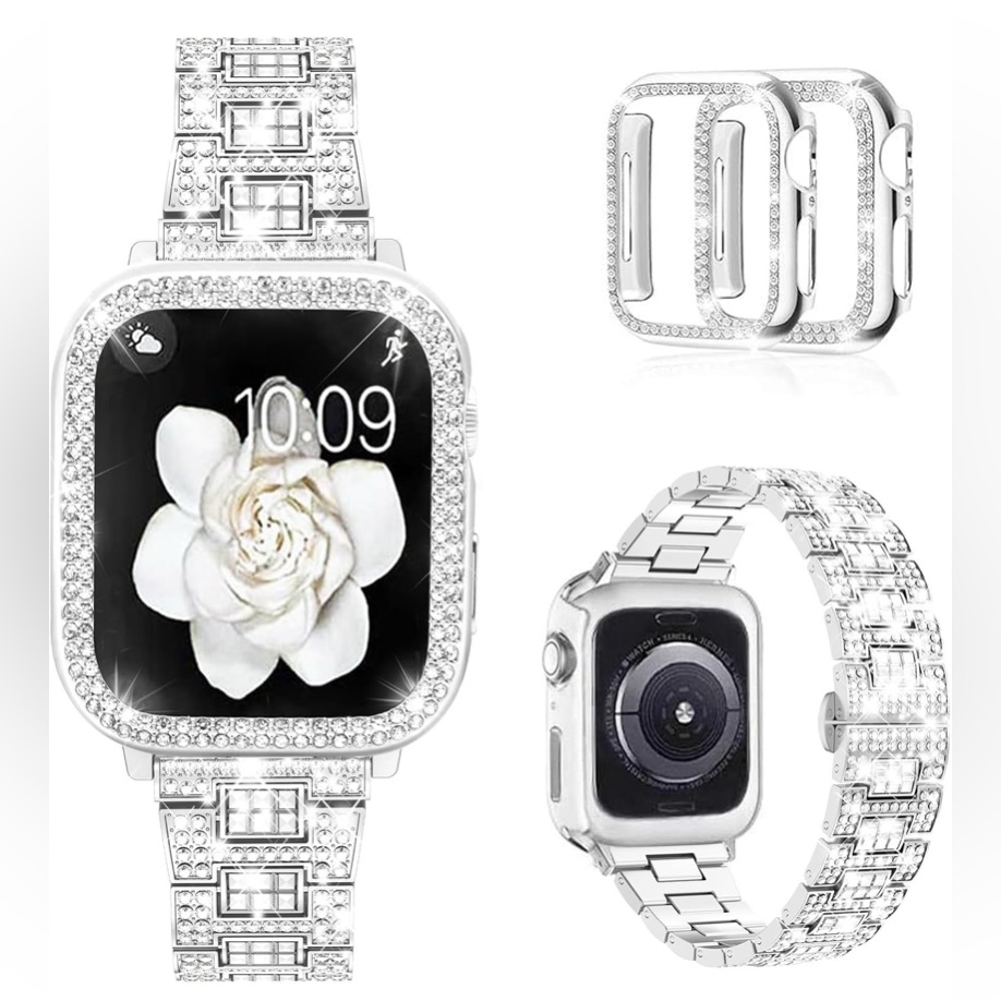 Luxury Silver Bracelet Watch With Crystal Accents